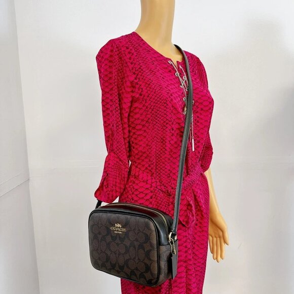 Coach CR135 Jamie Camera Bag In Signature Canvas IN BROWN BLACK - Picture 9 of 9